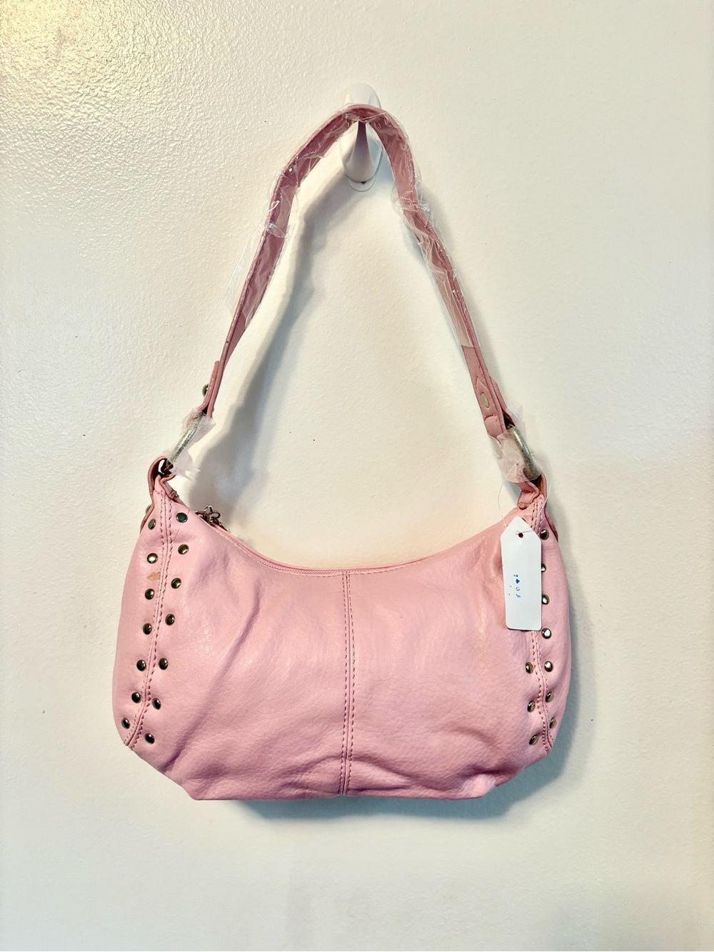 Gorgeous Soft Pink Studded Shoulder Bag Y2K Boho Slouchy Purse NEW!